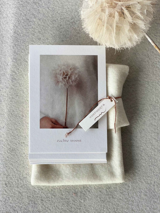 Set van 5 Troostkaarten – Zachte woorden, warme beelden