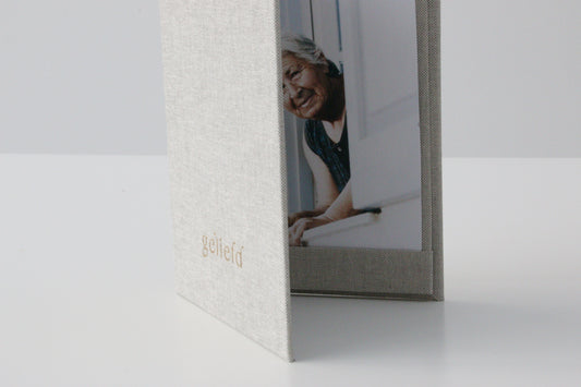 Linnen fotomapje, rouwaandenken van wabimento